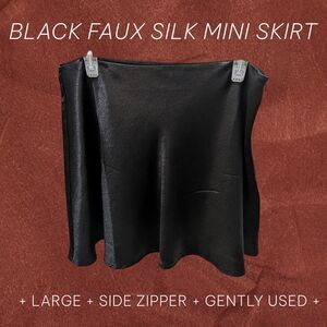 Double Zero Black Faux Silk Mini Skirt